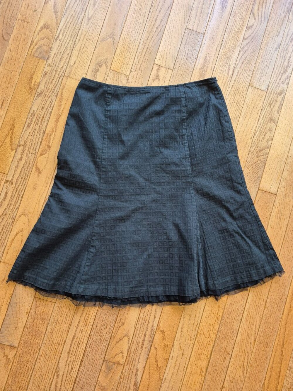 RW&CO Flared A-Line Skirt with Mesh Ruffle 8 Black